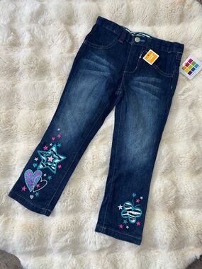 NWT Healthtex Toddler Girls 3T Embellished Jeans - Stars & Hearts
